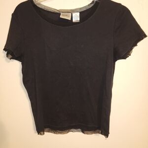 Jason Maxwell Black Short Sleeve Lace Trim